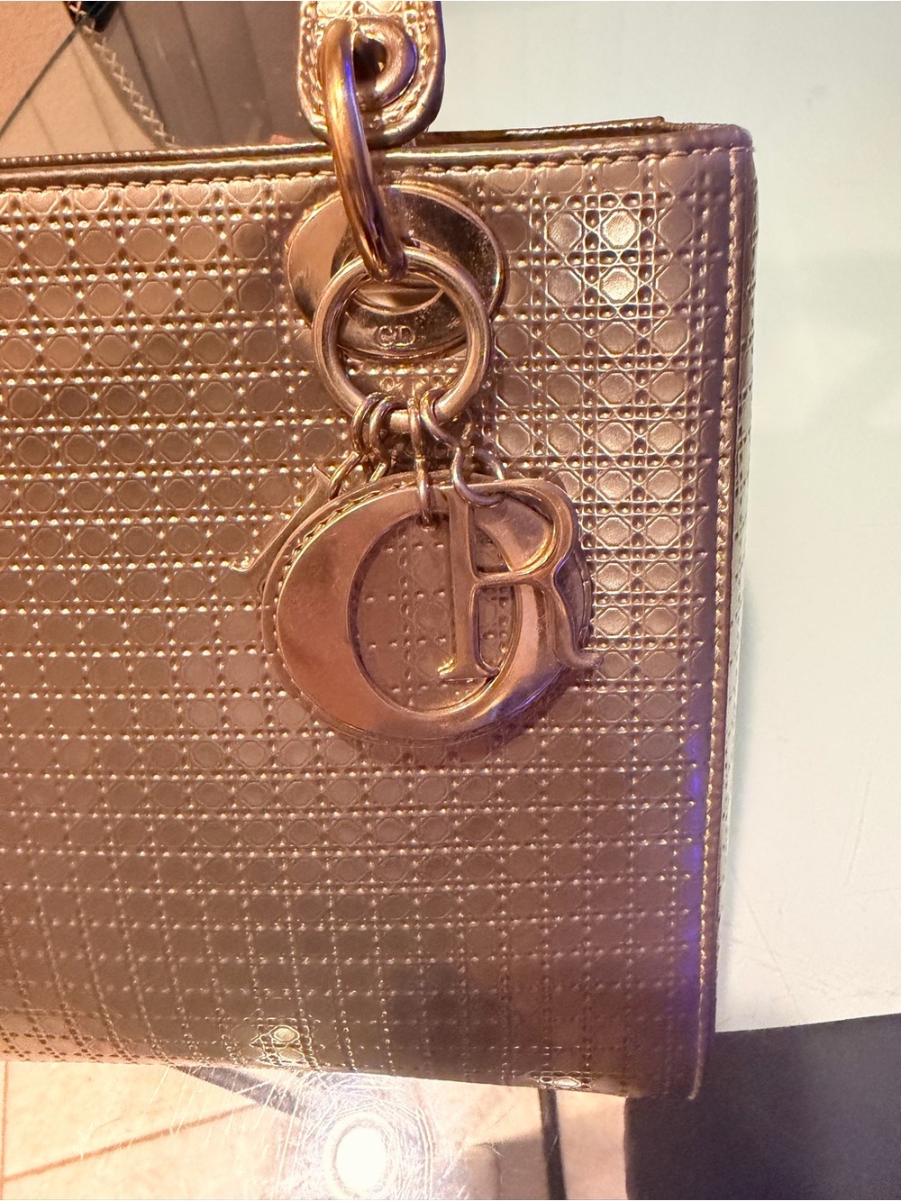 Bronze lady Dior Leather Top-Handle Women’s Bag - Picture 3 of 12